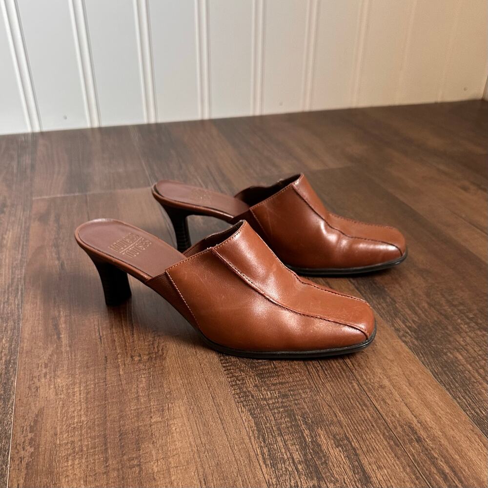 Vintage 90s/Y2K Brown Leather Mules 9M